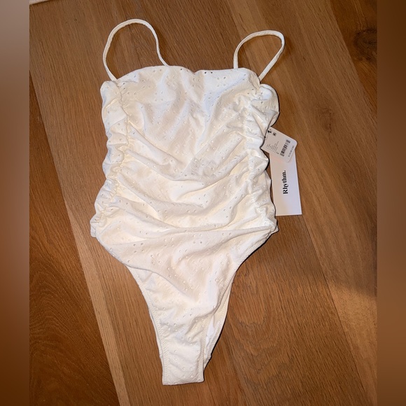 Free People Rhythm Brighton Ivory Eyelet One-Piece Swimsuit - Picture 4 of 9
